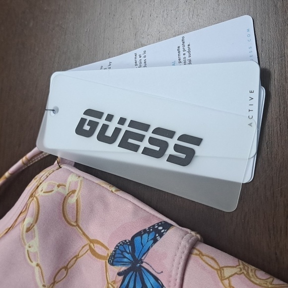 NWT GUESS CHAIN & CHARMS PINK COMBO SPORTS BRA $69 - Picture 7 of 9